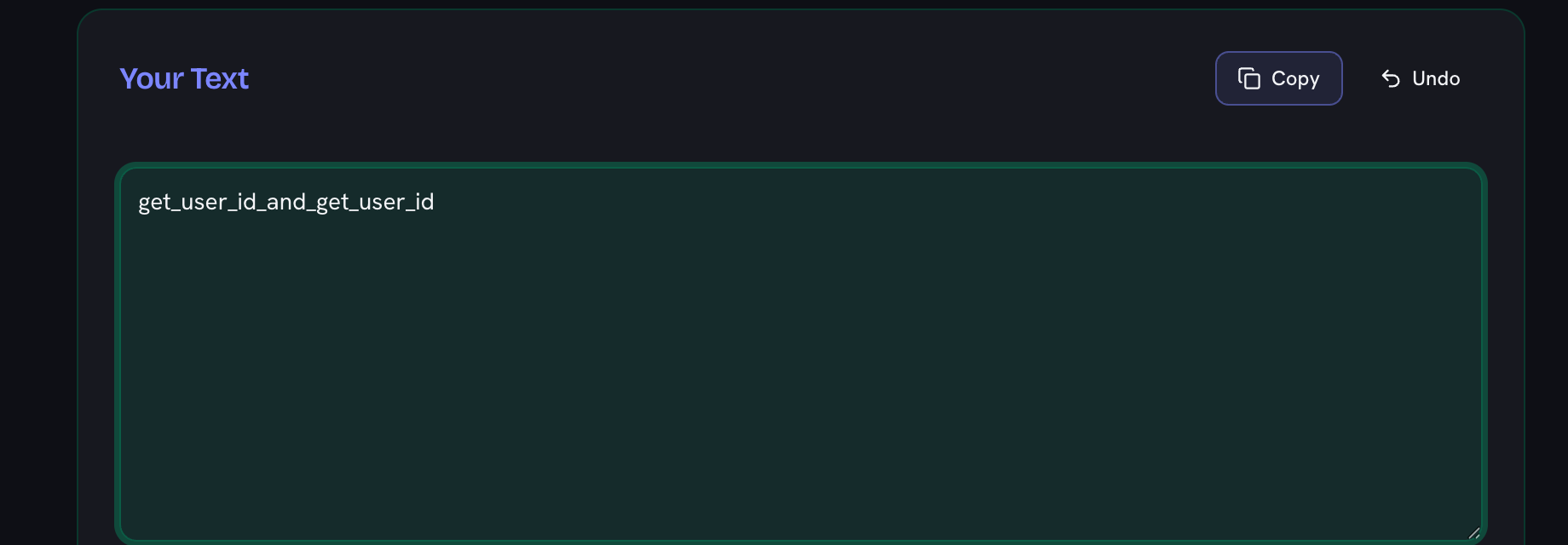 After snake_case is applied, getUserID and get_user_id have both become get_user_id in the box, with the ID acronym kept as one word