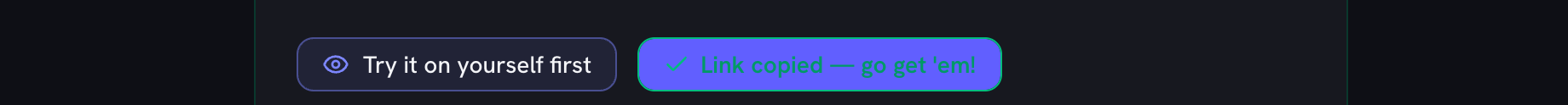 The copy button after it has been pressed, confirming the disguised link is on the clipboard