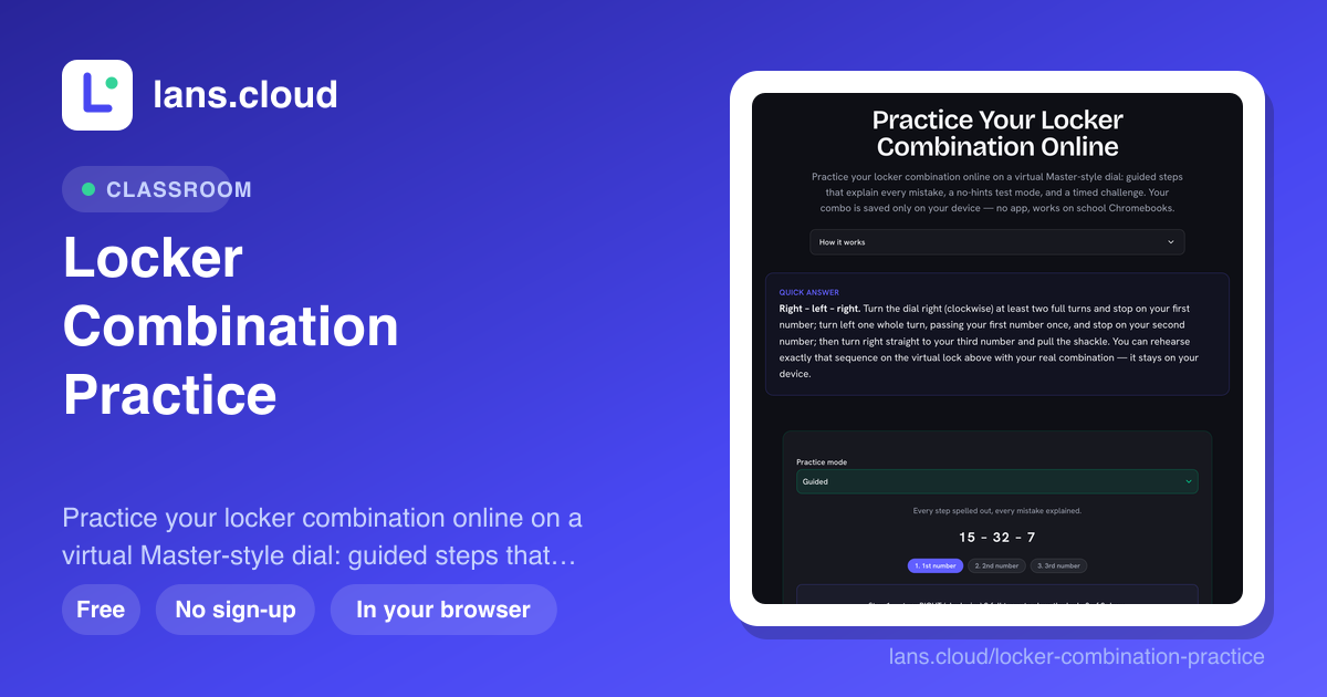 Practice Locker Combination Online — Free Virtual Lock Simulator